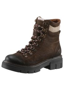 Marco Tozzi Damen Schnürboots, Gr. 37, braun, Nubuklederimitat, Textil, used, modisch, Schuhe, Blockabsatz, Outdoormode, Stiefelette in Bergsteiger