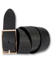 Silbergift Damen Ledergürtel, schwarz, modisch, Gr. 105, unifarben, Rindsleder, Gürtel, Schraffiert, goldfarbene Schließe