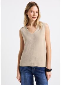 Street One Damen V-Ausschnitt-Pullovermoonstone sand, casual, Gr. 38, unifarben, Stoff, 90% Viskose, 10% Polyester, Pullover, mit V-Ausschnitt