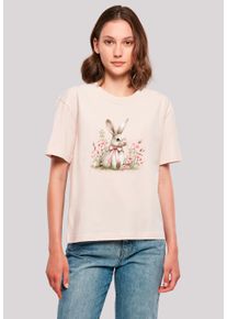 F4NT4STIC Damen T-Shirt "Niedlicher Osterhase mit Blumen", pink, casual, Gr. M, Obermaterial: 100% Baumwolle, Shirts, Premium Qualität