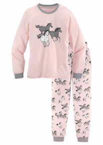 Petite Fleur Kinder Pyjama, Gr. 122, grau, Jersey, Obermaterial: 100% Baumwolle. Bündchen (Ärmel): 67% Baumwolle, 33% Polyester, bedruckt, Basic,