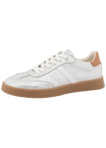 Tom Tailor Damen Sneaker, Gr. 42, silber, Lederimitat, schimmernd, sportlich, Schuhe, Schnürer, Freizeitschuh, Halbschuh mit Kontrastbesatz an der