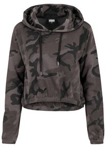 Urban Classics Damen Rundhalspullover "Urban Classics Damen Ladies Camo Cropped Hoody", grün, casual, Gr. M, 60% Baumwolle, 40% Polyester, Pullover