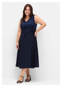 sheego Damen Cocktailkleid "Große Größen", blau, elegant, Gr. 48, unifarben, Obermaterial: 97% Baumwolle, 3% Elasthan;Futter: 95% Polyester, 5%