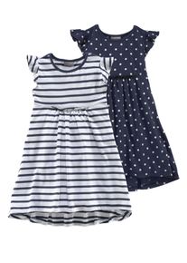 Kidsworld Mädchen Jerseykleid "für kleine Mädchen", blau, modisch, Gr. 92, gestreift, gepunktet, Jersey, Obermaterial: 100% Baumwolle, Kleider,