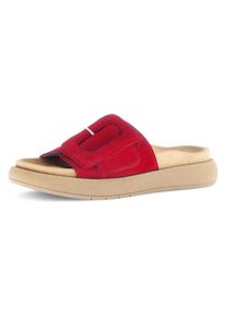 Gabor Damen Pantolette, Gr. 39, rot, Ziegenveloursleder, unifarben, sportlich, Schuhe, Plateau, Sommerschuh, Schlappen mit großer Zierschnalle