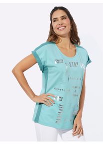 Classic Basics Damen Kurzarmshirt "Kurzarm-Shirt", grün, Gr. 56, gemustert, mehrfarbig, 100% Baumwolle, Shirts