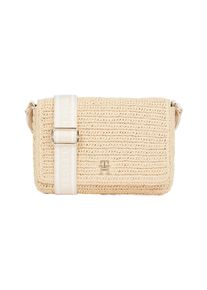Tommy Hilfiger Damen Umhängetasche "TH SPRING LOGO CONV CROSSOVER", beige, Lederimitat, Taschen, Mini Bag, Schultertasche in Flecht-Bast-Optik