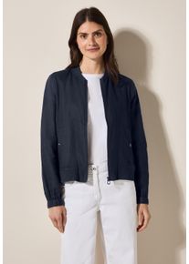 Cecil Damen Blouson, blau, casual, Gr. L, unifarben, Stoff, 100% Leinen, Jacken, mit Stehkragen
