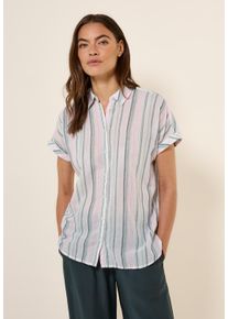Cecil Damen Kurzarmbluse, weiß, casual, Gr. XXXL, gestreift, Web, 100% Baumwolle, Blusen, mit Kragen