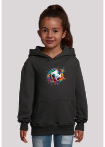 F4NT4STIC Mädchen Kapuzenpullover "Bunte Fußball Grafik", schwarz, casual, Gr. 122, Obermaterial: 65% Baumwolle, 35% Polyester, Pullover, Premium