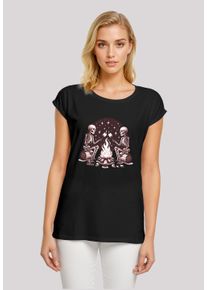 F4NT4STIC Damen T-Shirt "Skelette Lagerfeuer Marshmallow", schwarz, casual, Gr. XXL, Obermaterial: 100% Baumwolle, Shirts, Premium Qualität