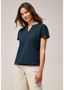 Cecil Damen Tunikashirt, blau, casual, Gr. XL, unifarben, Web, 100% Baumwolle, Shirts, aus reiner Baumwolle