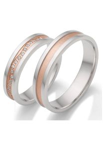 Firetti Trauring "Schmuck Geschenk Hochzeit Ehering "LIEBE"", 63, ohne Zirkonia, Silber 925 (Sterlingsilber), 5mm, rosa, Silber 925 (Sterlingsilber),