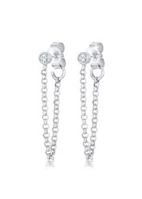Elli Damen Paar Ohrstecker "Lang Trend Kristalle 925 Silber", mit Steinen, Silber 925 (Sterlingsilber), silber, Silber 925 (Sterlingsilber), Ohrringe