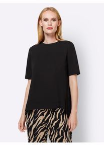 Heine Damen Kurzarmshirt "Shirt", schwarz, Gr. 34, unifarben, 95% Baumwolle, 5% Elasthan, Rückseite:100% Polyester, Shirts