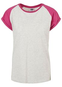 Urban Classics Herren Kurzarmshirt "Urban Classics Damen Ladies Contrast Raglan Tee", lila, casual, Gr. XS, mehrfarbig, 60% Baumwolle, 40% Polyester,