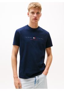 Tommy Jeans Herren T-Shirt "TJM REG FLAG LINEAR SS TEE EXT", blau, casual, Gr. XL, Single Jersey, Obermaterial: 100% Baumwolle, Shirts, Mit