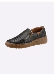 Casual Looks Damen Slipper, Gr. 38, schwarz, Glattleder, sportlich, Schuhe