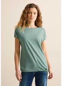 Cecil Damen T-Shirtmatcha grün, Basic, Gr. S, unifarben, Web, Stoff, 50% Baumwolle, 50% Modal, Shirts, mit Tunnelzug am Saum