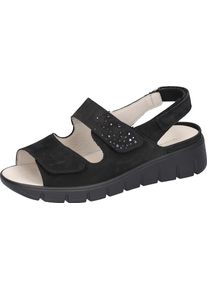 Waldläufer WALDLÄUFER Damen Sandale "M-Wiola", Gr. 3,5, schwarz, Nubukleder, klassisch, Schuhe, Sommerschuh, Sandalette, Keilabsatz, in extraweiter Schuhweite M