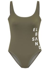 ELBSAND Damen Badeanzug "Deep", grün, Gr. 36, unifarben, kontrastfarbene Details, Recycling-Polyamid, Badeanzüge, mit Logo in Kontrastfarbe