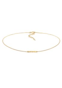 Elli Damen Collier "Choker Platte Gehämmert 925er Silber", 36, ohne Stein, Silber 925 (Sterlingsilber), L: 36cm, gold, Silber 925 (Sterlingsilber),