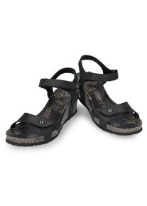 Panama Jack Damen Keilsandalette "Julia", Gr. 41, schwarz, Nappaleder, feminin, Schuhe, Sommerschuh, Sandale, Klettschuh mit weicher Lederinnensohle