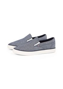 Tommy Hilfiger Herren Slip-On Sneaker "TH HI VULC LOW SLIP ON CH", Gr. 43, blau, Textil, meliert, sportlich, Schuhe, Freizeitschuh, Schlupfschuh,
