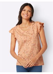 Classic Basics Damen V-Shirt "V-Shirt", orange, Gr. 46, gemustert, mehrfarbig, 100% Baumwolle, Shirts