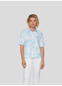 Rabe Damen Poloshirt, blau, casual, Gr. 38, geblümt, bedruckt, Jersey, Obermaterial: 95% Baumwolle, 5% Elasthan, Shirts, mit floralem Muster