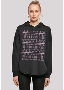 F4NT4STIC Damen Kapuzenpullover "Scandinavian Rosa Muster Weihnachten", schwarz, casual, Gr. S, Obermaterial: 100% Baumwolle, Pullover, Print