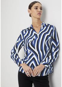 HECHTER PARIS Damen Klassische Bluse, blau, feminin, Gr. 34, Web, Obermaterial: 100% Viskose, Blusen, mit elegantem V-Ausschnitt
