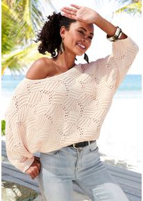 Lascana Damen Fledermauspullover, beige, modisch, Gr. 32, unifarben, Strick, Obermaterial: 60% Baumwolle, 40% Polyacryl, Pullover, mit aufwendigem