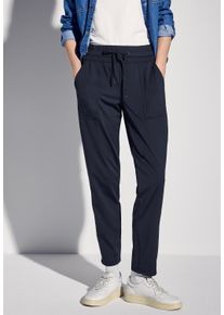 Street One Damen Stoffhose, blau, casual, Gr. 36, unifarben, Stoff, 82% Polyester, 18% Elasthan, Hosen, Middle Waist
