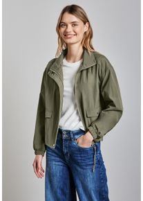 Street One Damen Kurzjacke, grün, casual, Gr. 42, unifarben, Stoff, Obermaterial: 62% Polyester, 38% Baumwolle; Futter: 100% Polyester, Jacken, aus