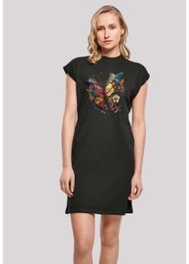 F4NT4STIC Damen Shirtkleid "Schmetterling Bunt", schwarz, casual, Gr. S, Obermaterial: 100% Baumwolle, Kleider, Print