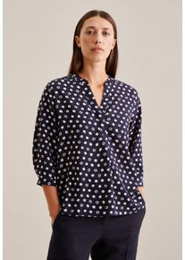 Seidensticker Damen Klassische Bluse "Schwarze Rose", blau, Gr. 36, gepunktet, 100% Viskose, Blusen, 3/4-Arm Kragen Punkte
