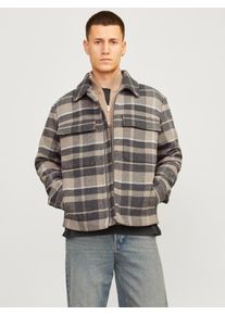 Jack & Jones JACK & JONES Herren Wolljacke "JPRCCRUSSEL WOOL BLEND JACKET SN", grau, modisch, Gr. L, meliert, kariert, Web, Obermaterial: 55% Polyester, 40%
