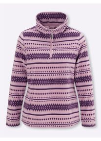 Classic Basics Damen Fleeceshirt "Fleece-Shirt"mauve, traube, bedruckt, Gr. 46, gemustert, Norwegermuster, mehrfarbig, 100% Polyester, Shirts
