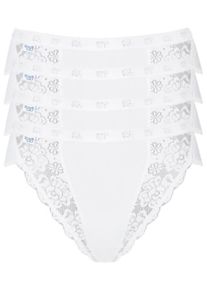 Sloggi Damen Tai-Slip "Chic Tai 4P", Gr. 48, weiß, Obermaterial: 95% Baumwolle, 5% Elasthan. Spitze: 71% Polyamid, 20% Baumwolle, 9% Elasthan,