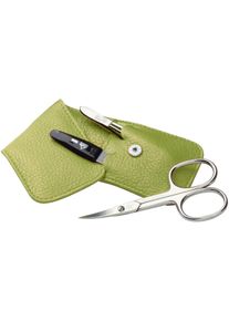 ERBE® ERBE Maniküre-Etui "Siena", B/H/T: 50mm x 100mm x 20mm 3 tlg., grün, B:50mm H:100mm T:20mm, Nageletuis, Hochwertiges Lederetui mit präzisen