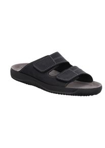 Rohde Herren Pantolette "Soltau-H", Gr. 42, schwarz, Nubukleder, casual, Schuhe, Sommerschuh, Schlappen, Hausschuh mit Klettverschlüssen