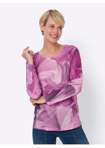 Classic Basics Damen Langarmshirt "Druck-Shirt", rosa, Gr. 40, gemustert, mehrfarbig, 100% Polyester, Shirts