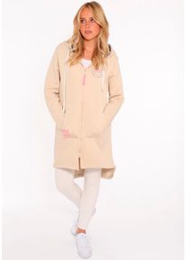 Zwillingsherz Damen Jerseymantel ""Wild Strong Free"", beige, modisch, Gr. S, bedruckt, unifarben, Sweatware, Obermaterial: 50% Baumwolle, 50%