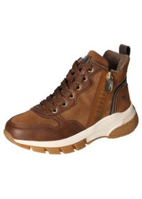 Mustang Shoes Damen Schnürboots, Gr. 39, braun, Lederimitat, sportlich, Schuhe, High Top Sneaker, Stiefelette mit zusätzlichem Reißverschluss