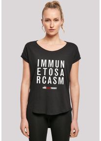 F4NT4STIC Damen T-Shirt "Long Cut Shirt 'Big Bang Theory Immune To Sarcasm'", schwarz, casual, Gr. S, Obermaterial: 100% Baumwolle, Shirts,