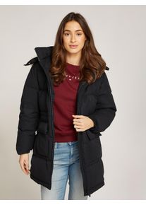 Tommy Jeans Damen Steppjacke "TJW MIDI ALASKA FAUX FUR", schwarz, casual, Gr. L, unifarben, Web, Obermaterial: 100% Polyester. Futter: 100%