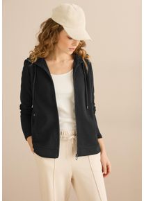 Cecil Damen Cardigan, schwarz, casual, Gr. XS, unifarben, Web, 73% Baumwolle, 19% Polyester, 7% Viskose, 1% Elasthan, Strickjacken, aus Baumwolle mit