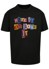 Herren T-Shirt "Upscale by Mister Tee Unisex Hate it or Love it Oversize Tee", schwarz, casual, Gr. M, UPSCALE BY MISTER TEE, unifarben, 100%